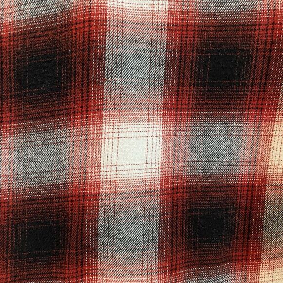 Sun + Stone Men’s  Flannel Button Down Tattersall Shirt Plaid Red Black- XXL - Picture 6 of 14